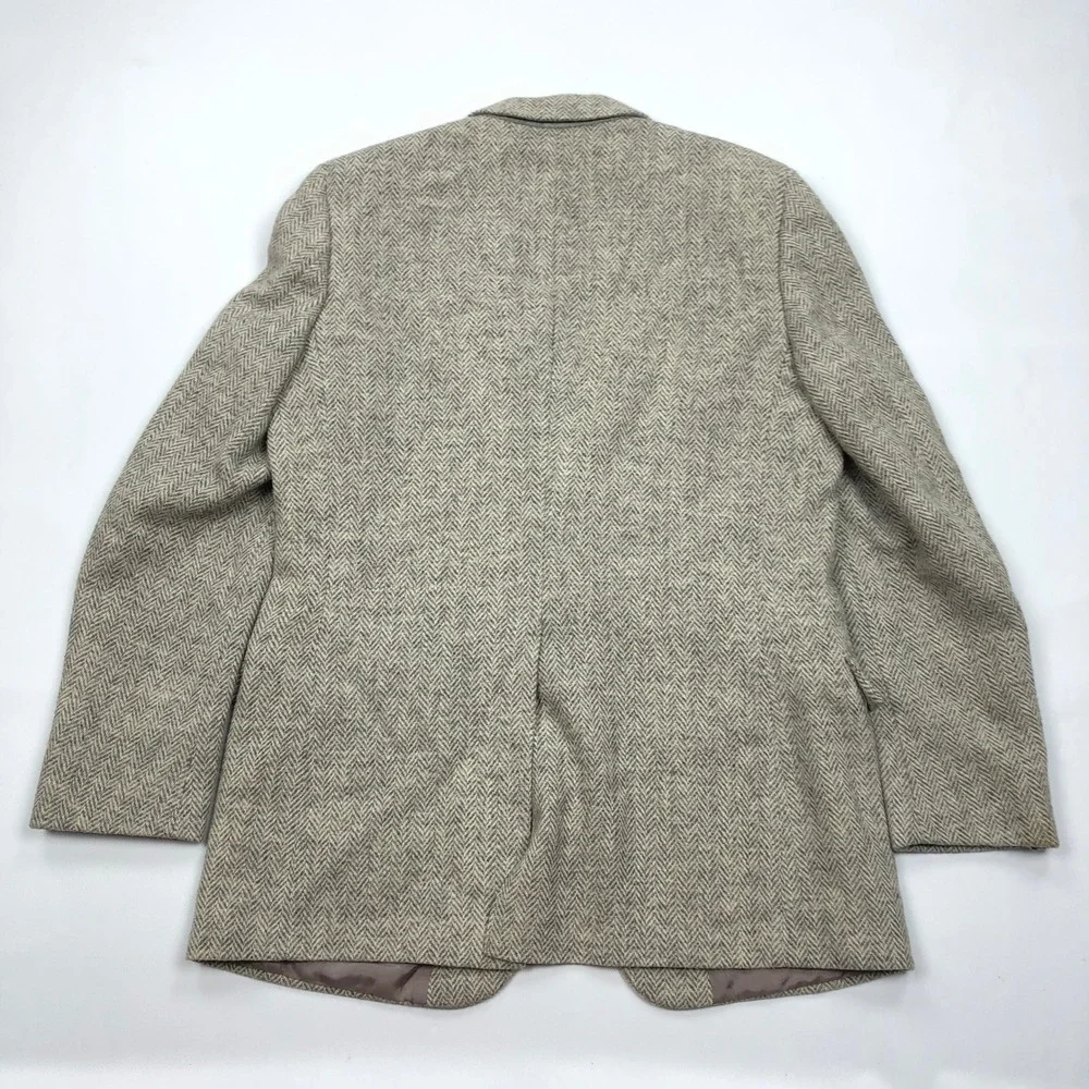 Harris Tweed for Moores Mens Gray Herringbone Wool Blazer Sport Coat 44R